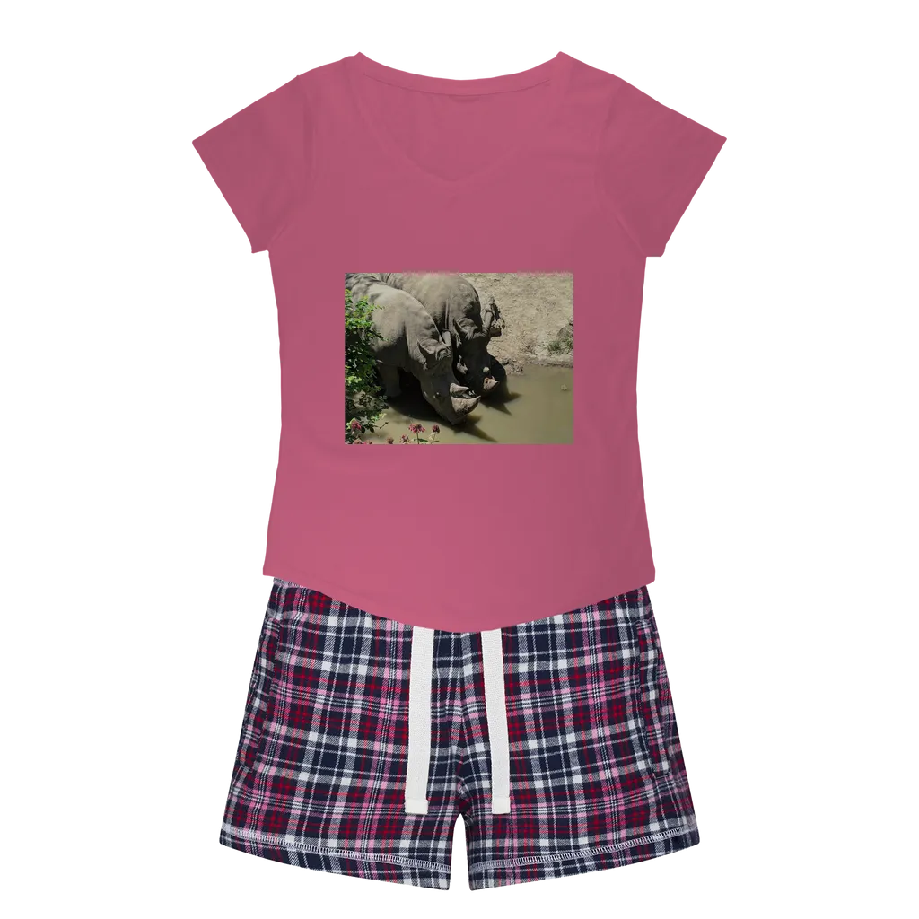 Rhino Women's Sleepy Tee and Flannel Short