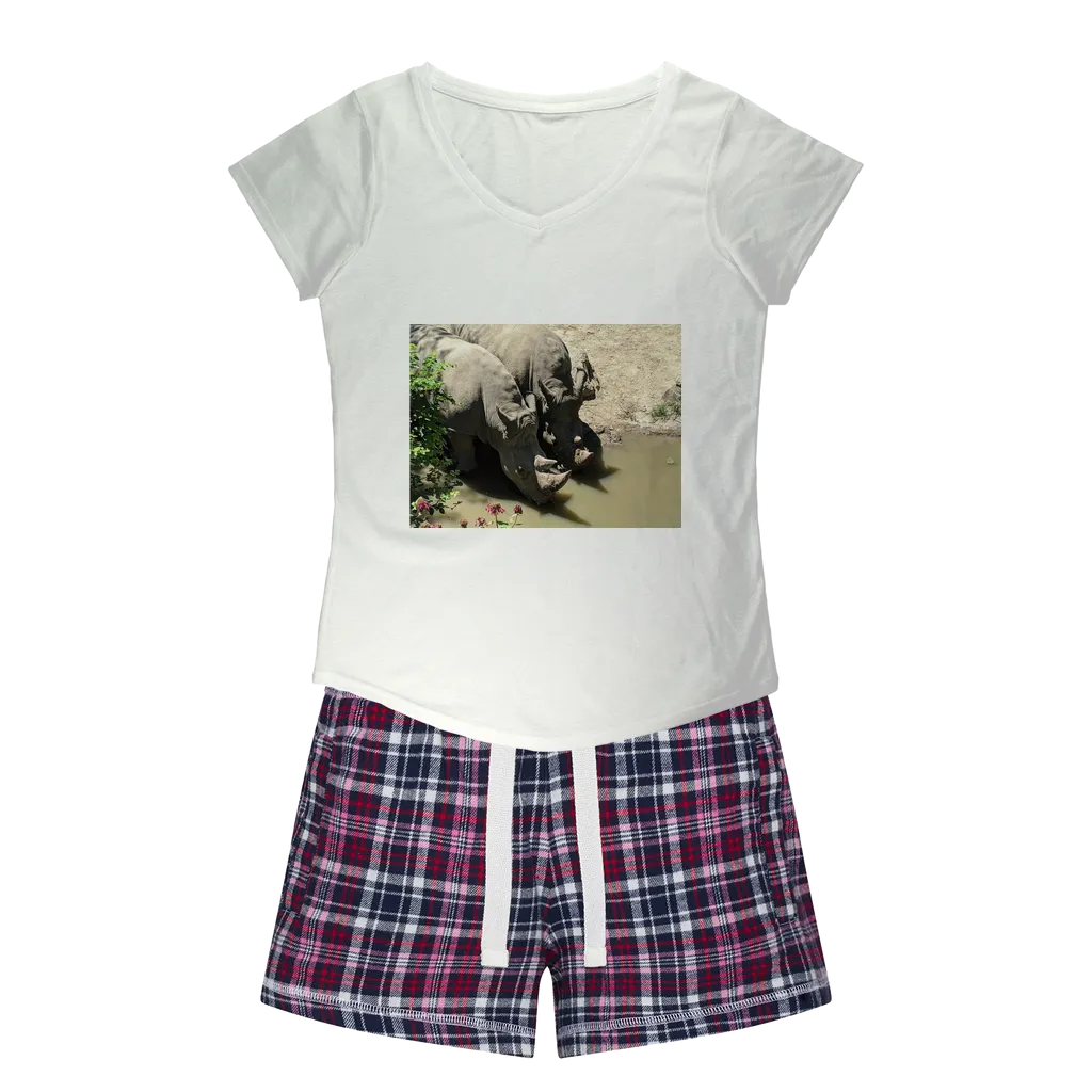 Rhino Women's Sleepy Tee and Flannel Short