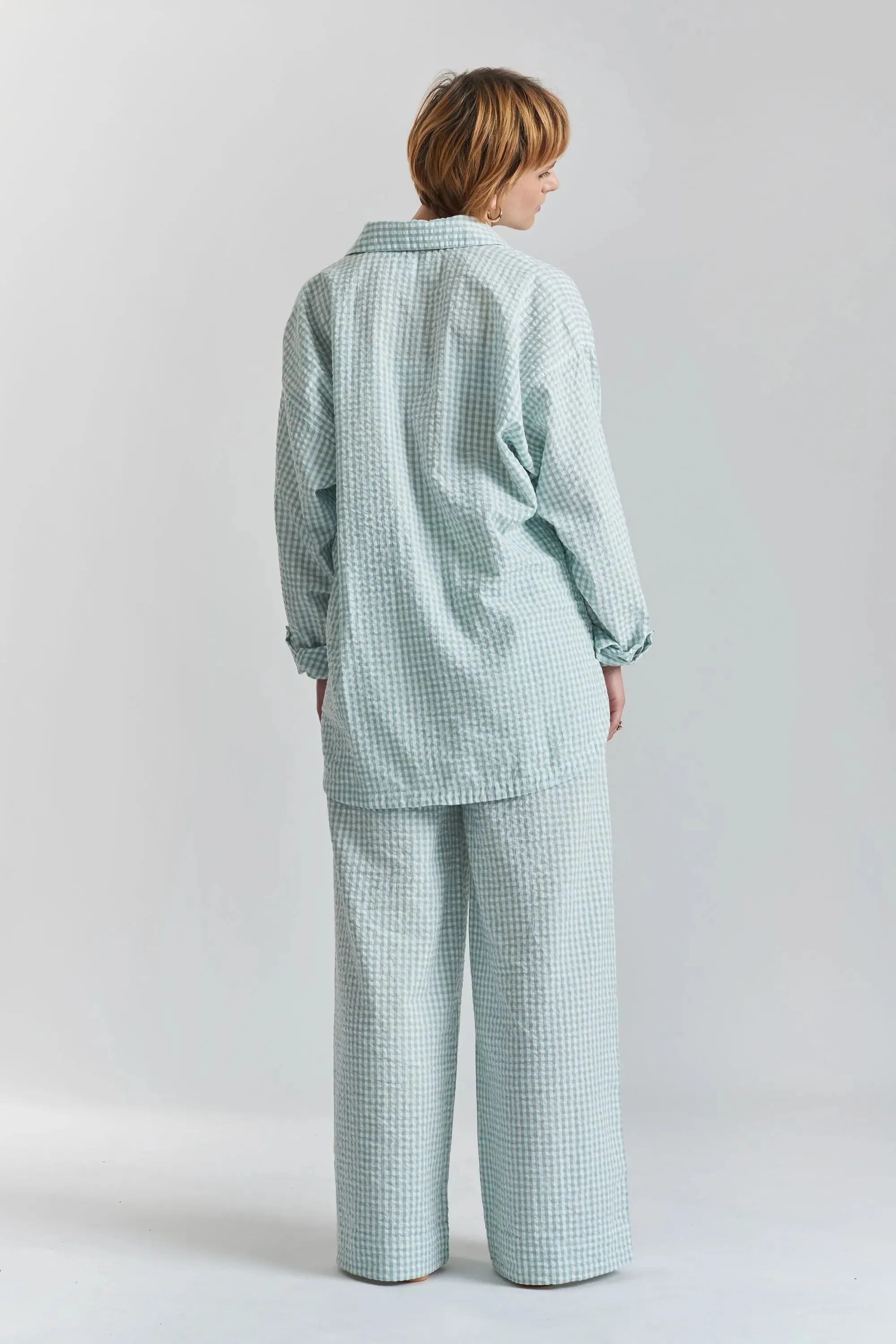 Robinia Ethical-Cotton Pyjama Wide-Leg Trousers - Fjordland Green