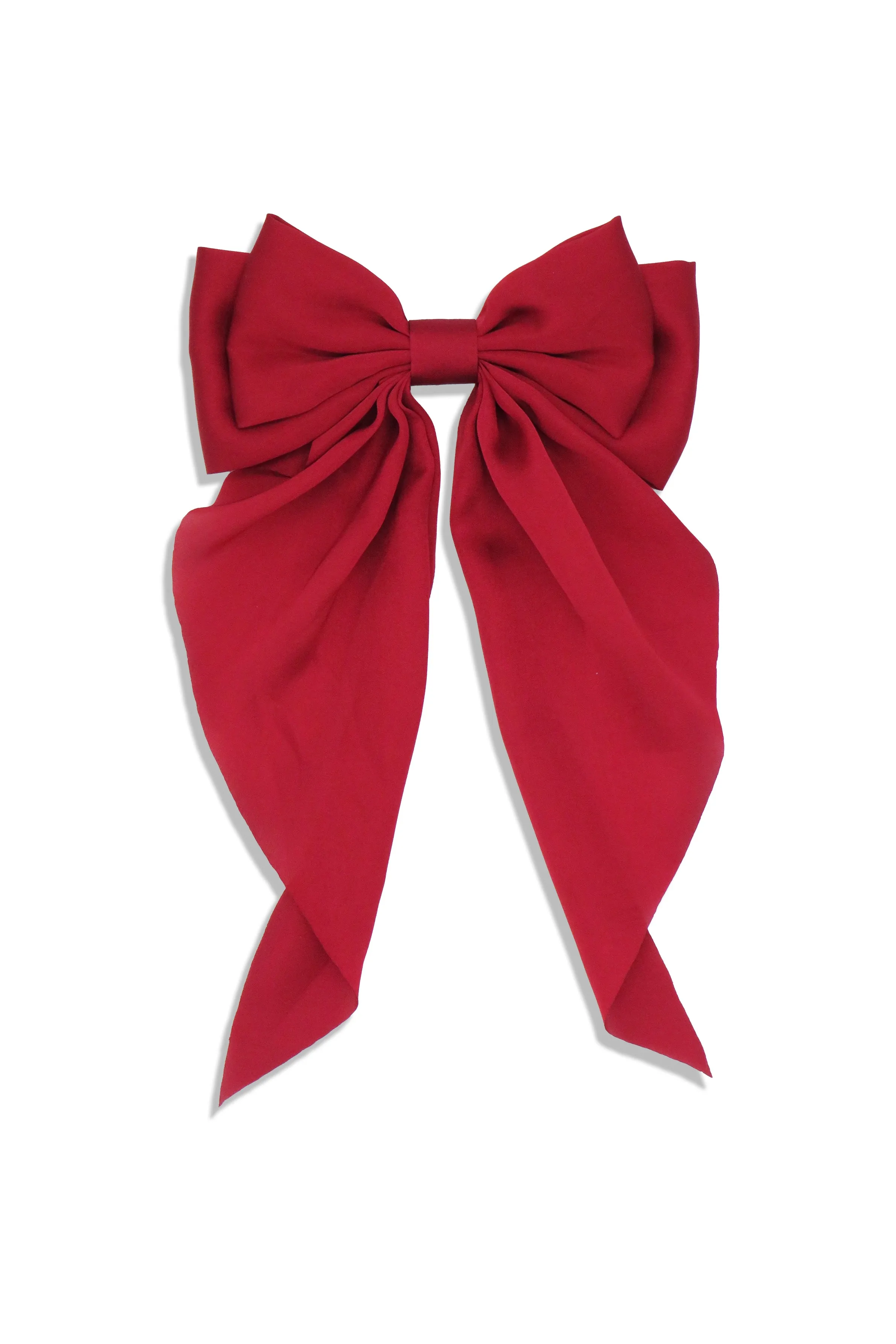 Satin Flowy Bow Clip in Red