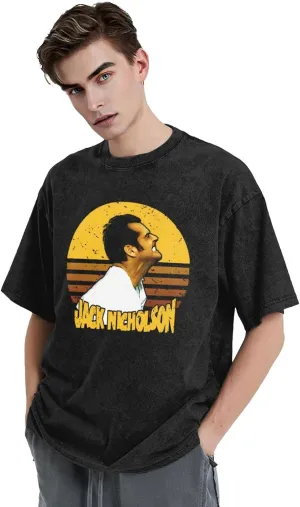 Shirt Men's Oversized Loose Fit Vintage Washed Cotton Casual T-Shirts