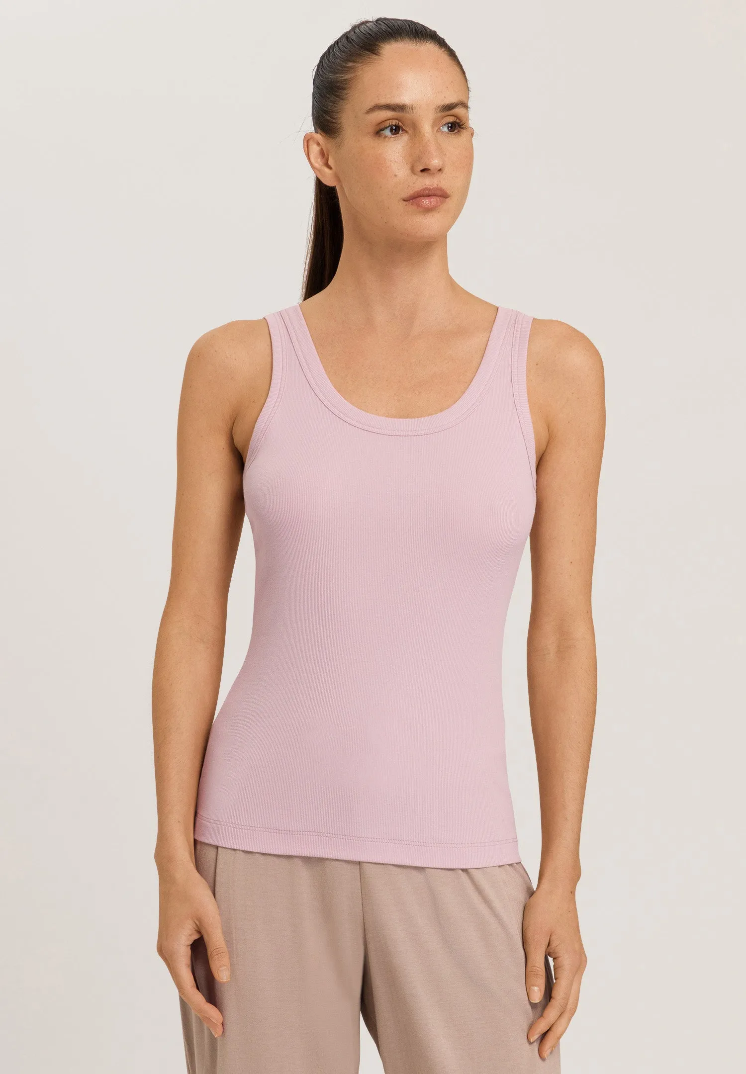 Sleep And Lounge Ribbed Cotton Tank Top | Crepe Pink 77751-1499
