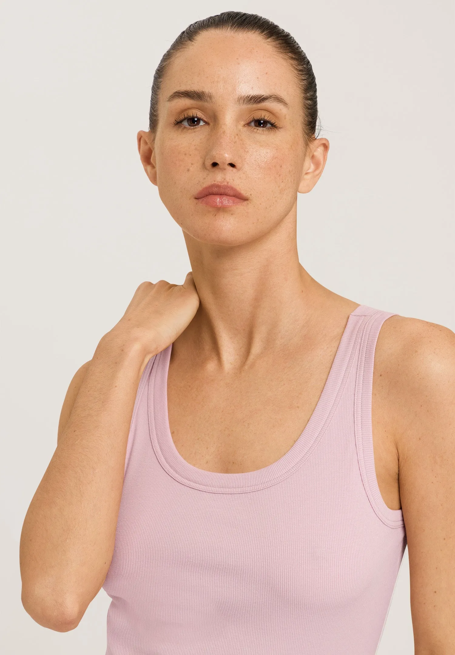 Sleep And Lounge Ribbed Cotton Tank Top | Crepe Pink 77751-1499