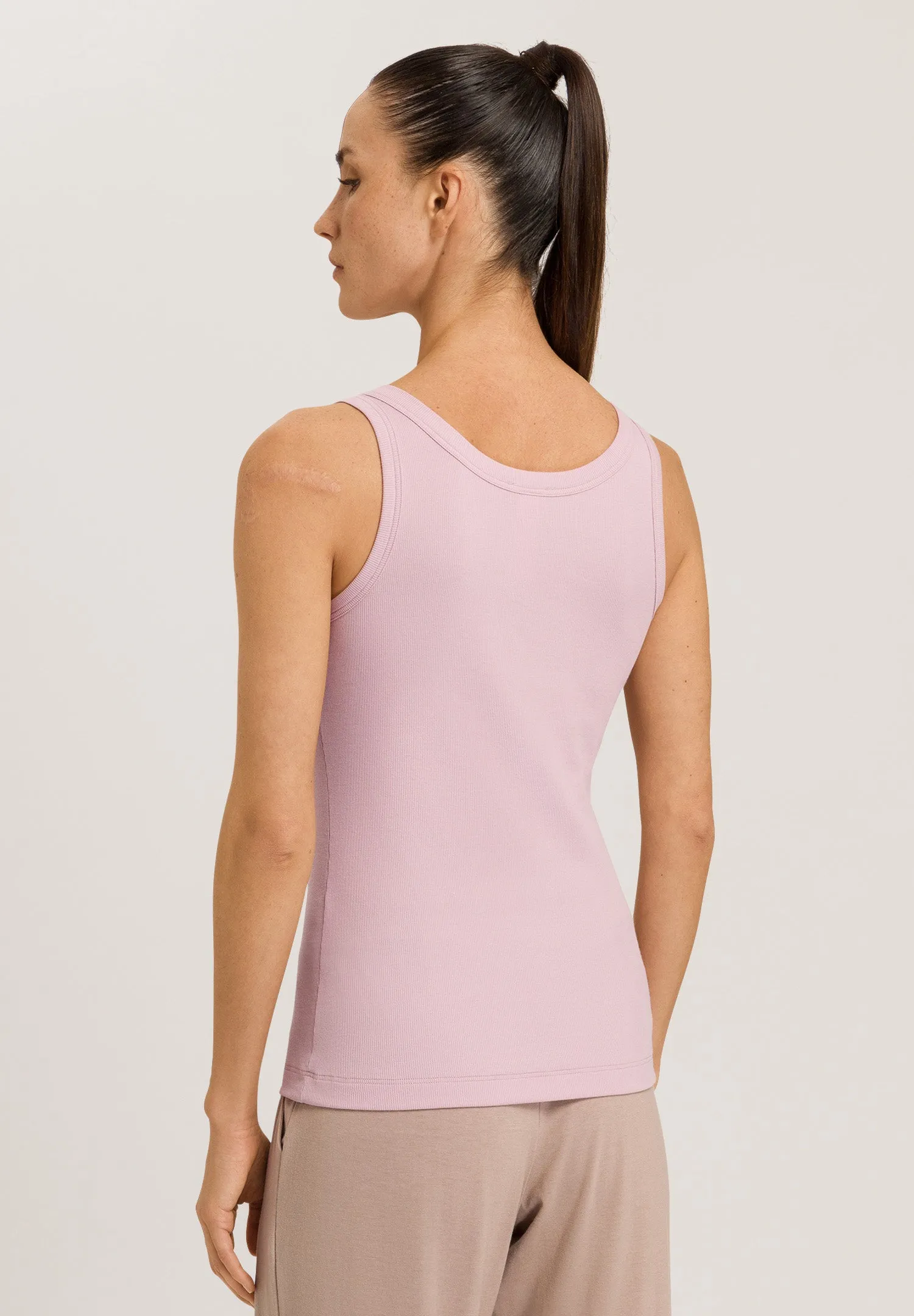 Sleep And Lounge Ribbed Cotton Tank Top | Crepe Pink 77751-1499