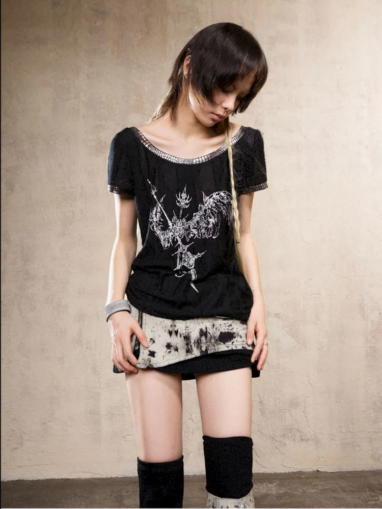 Stamped Printed Backless Top【s0000009479】