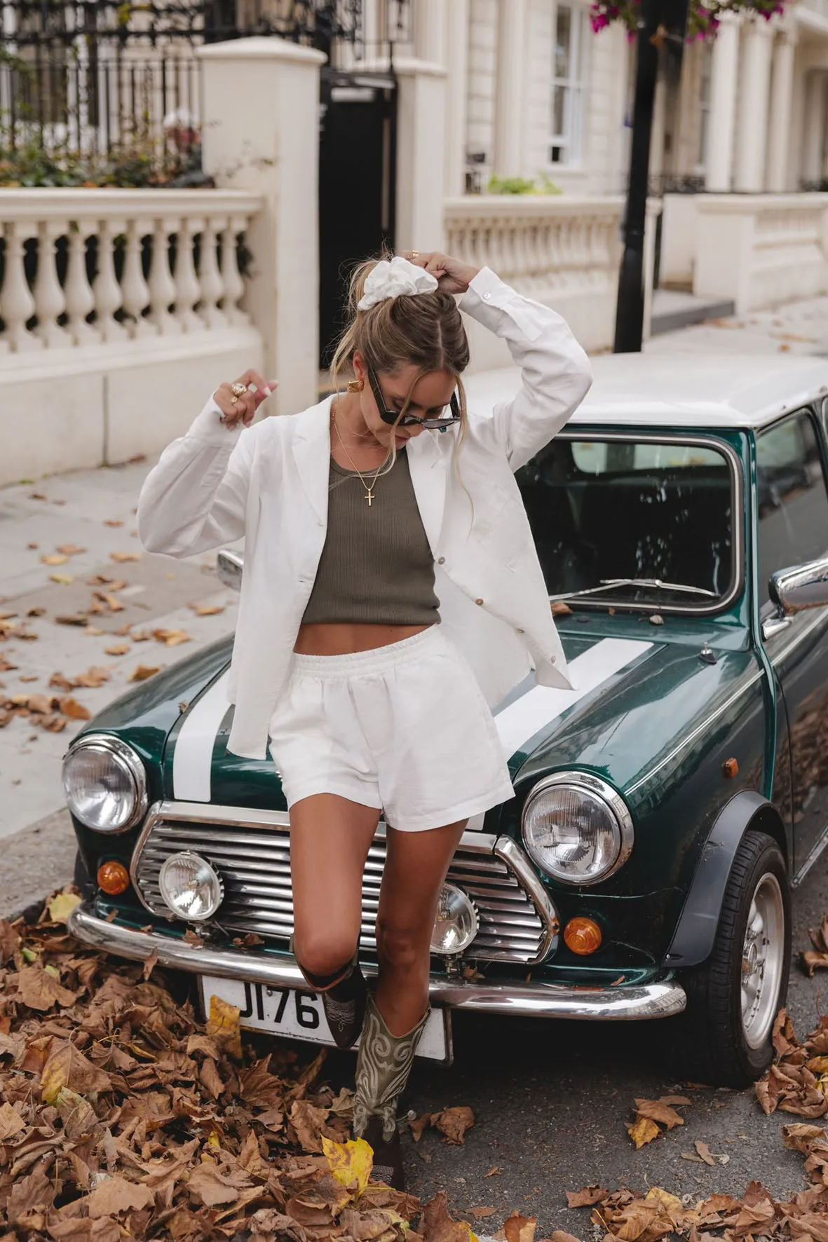 Sunday by GG X HA Linen Hair Scrunchie - White