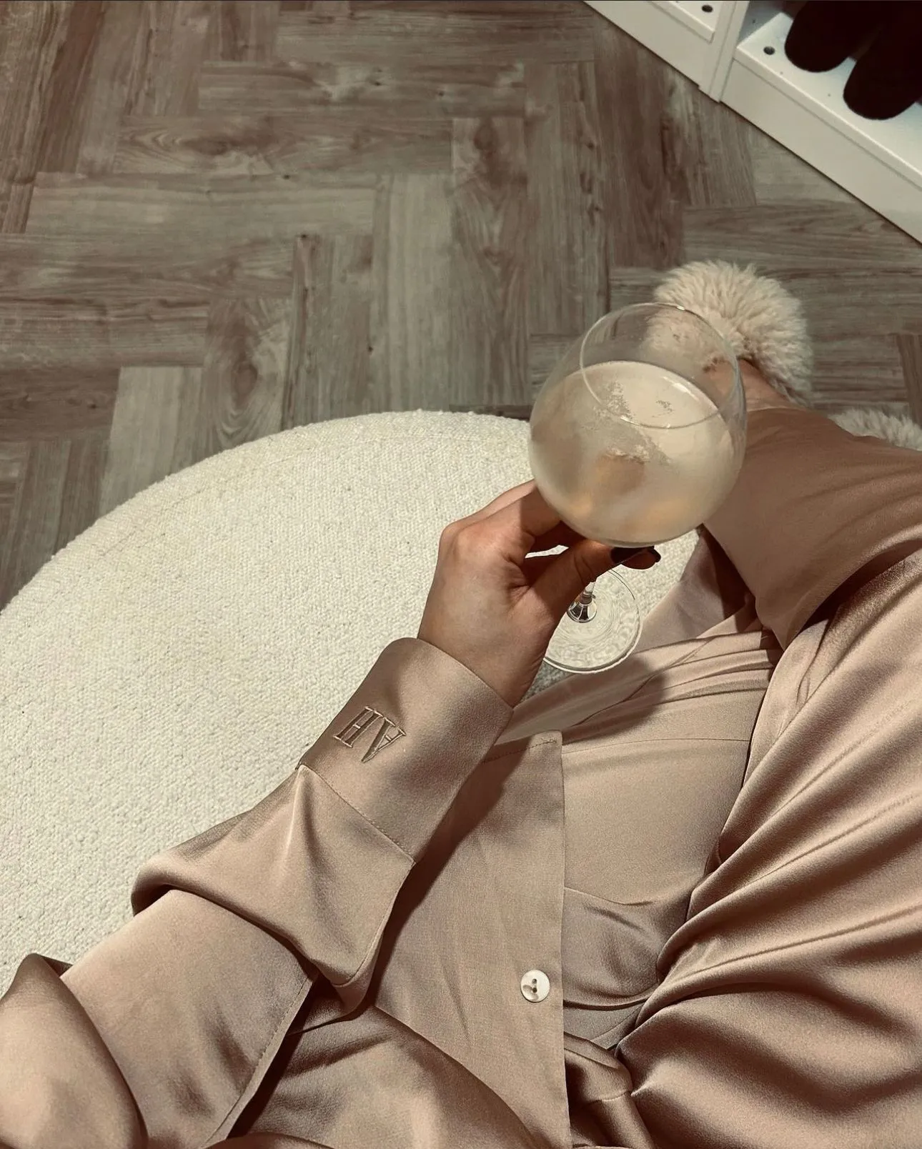 Sunday by GG X HA Luxury Satin Long Sleeve Top & Pleated Trouser Pyjama Set - French Taupe