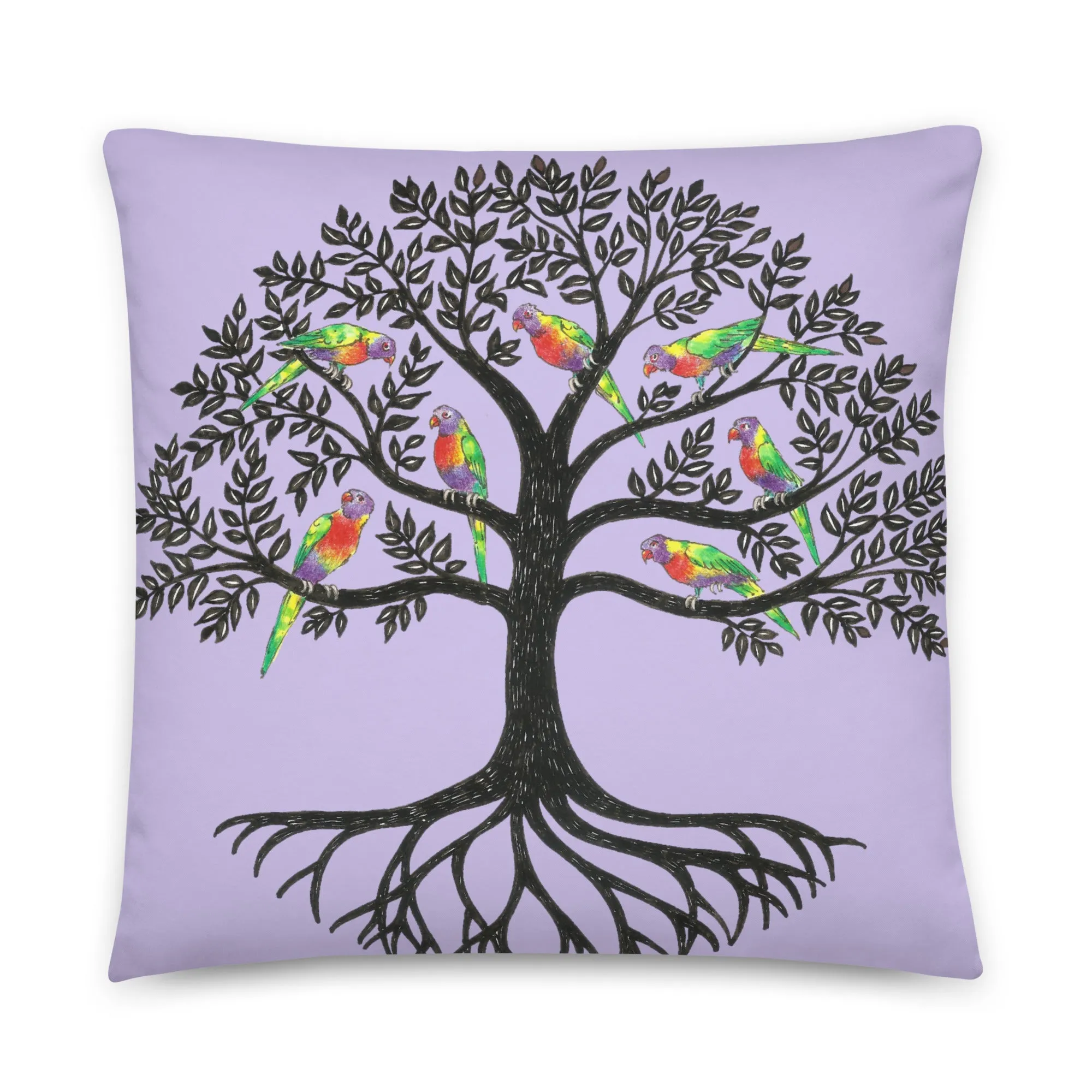 Tree print purple cushion cover