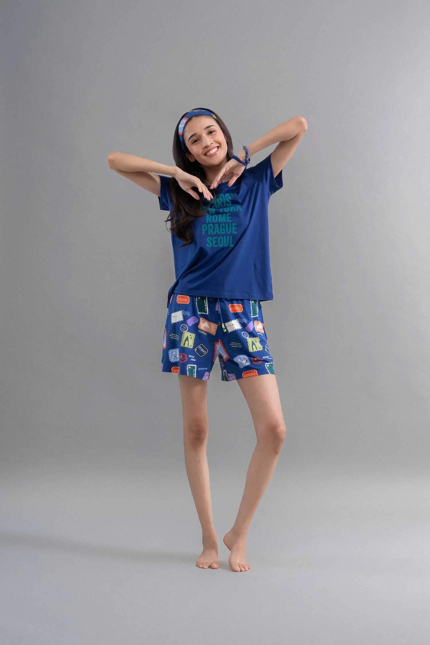 Wanderlust Blue Modal Shorts