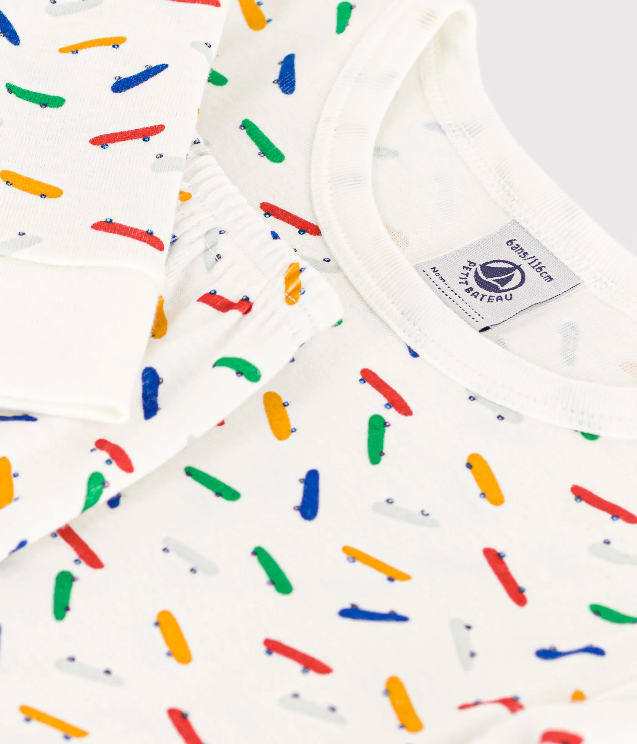 White Multi Baby Front Snap Skateboard Print Footie