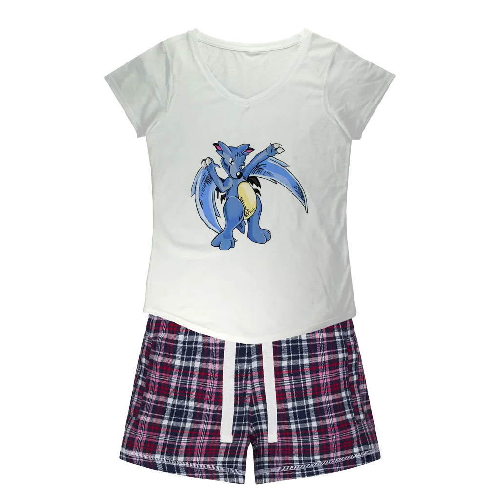 Wolwing Women's Sleepy Tee and Flannel Short
