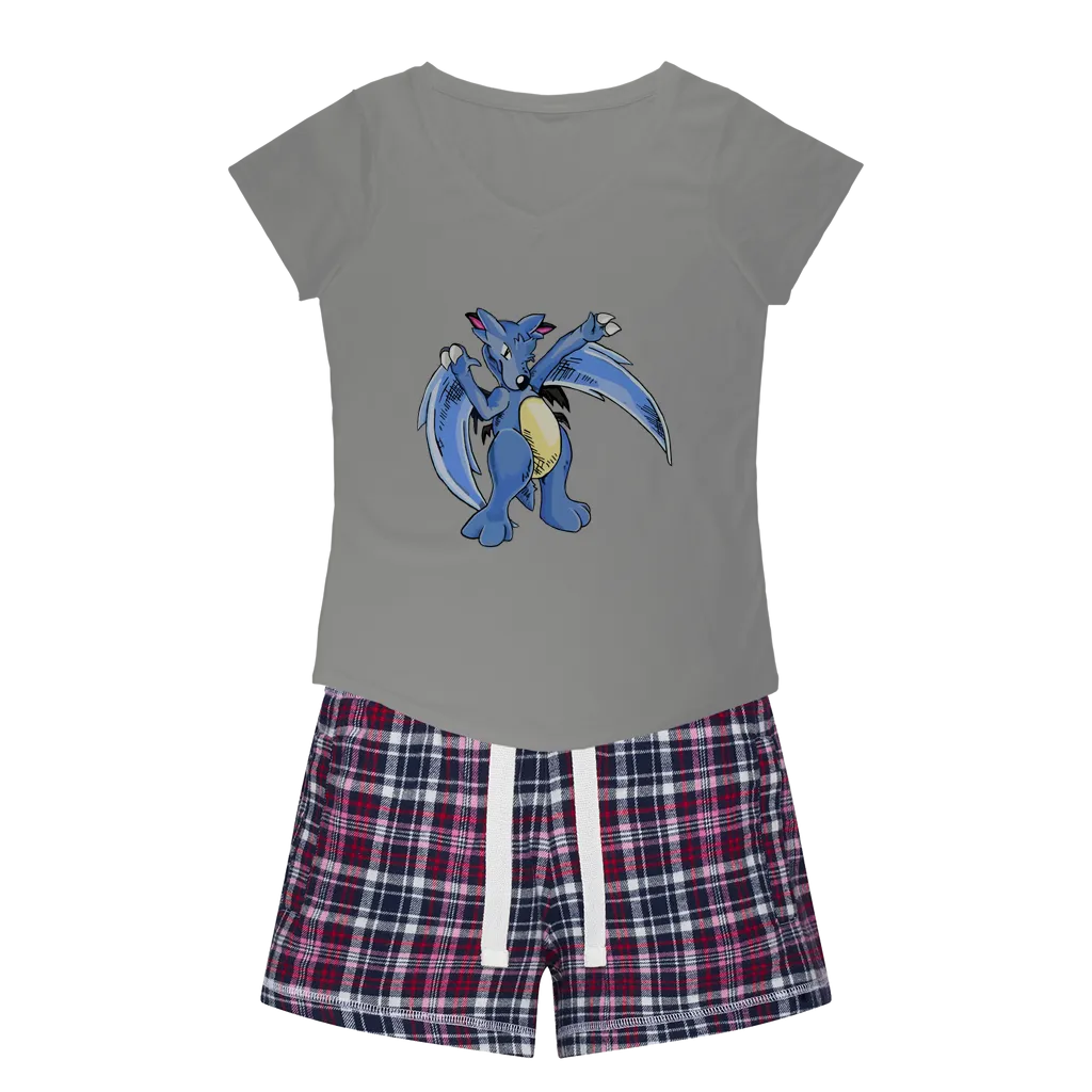 Wolwing Women's Sleepy Tee and Flannel Short