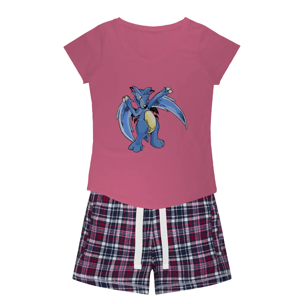Wolwing Women's Sleepy Tee and Flannel Short