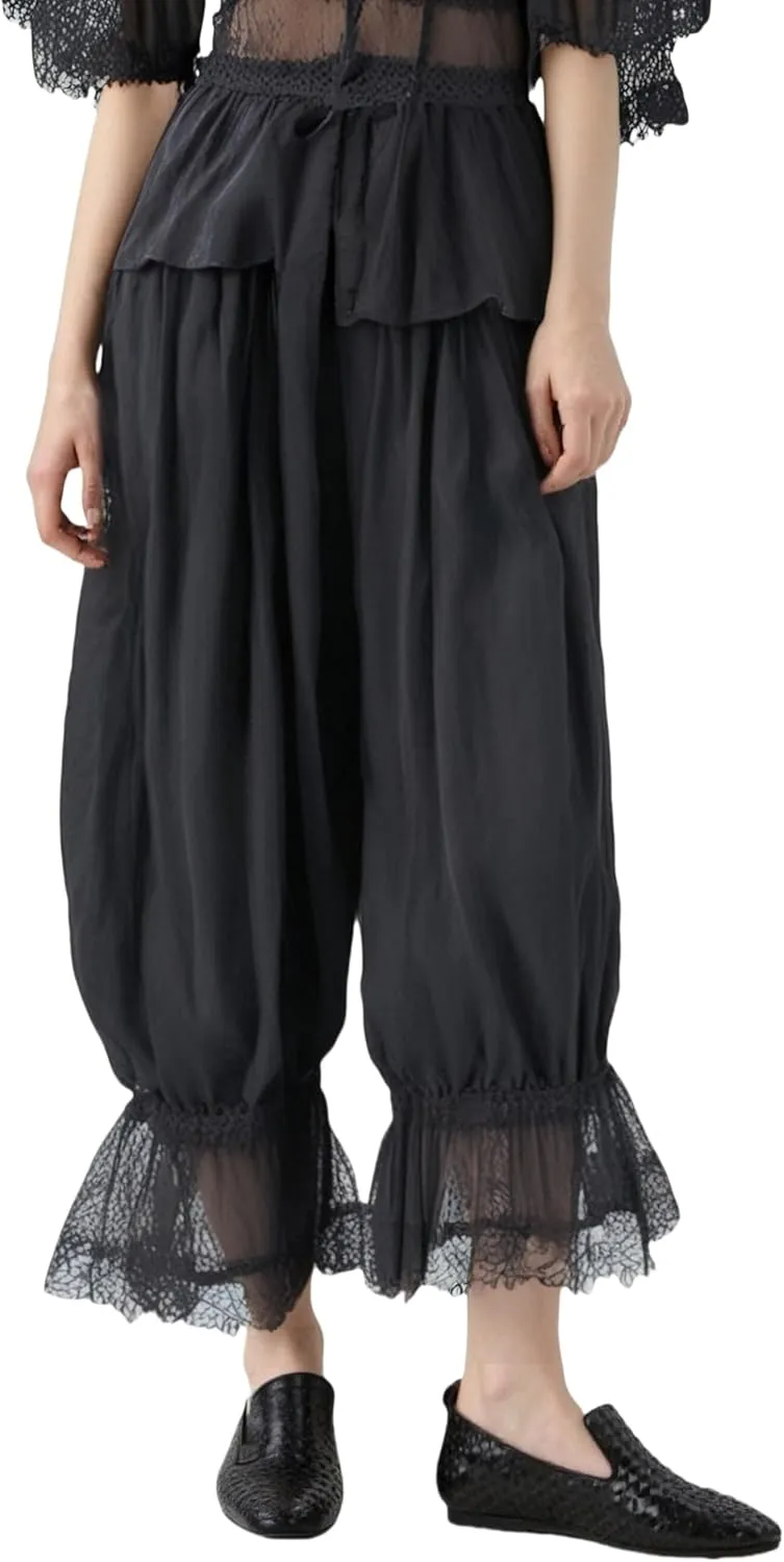 Women Lace Long Bloomers Pants Elastic Waist Y2k Ruffle Pettipants Slip Cute Pantaloons Pumpkin Pants