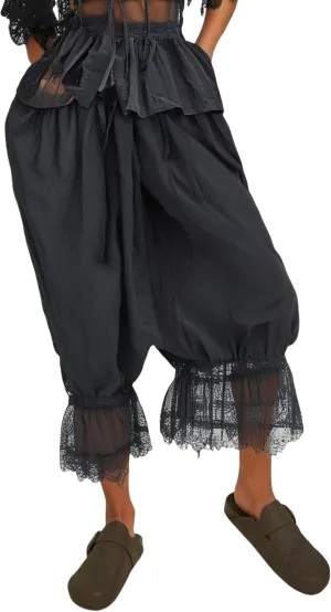 Women Lace Long Bloomers Pants Elastic Waist Y2k Ruffle Pettipants Slip Cute Pantaloons Pumpkin Pants