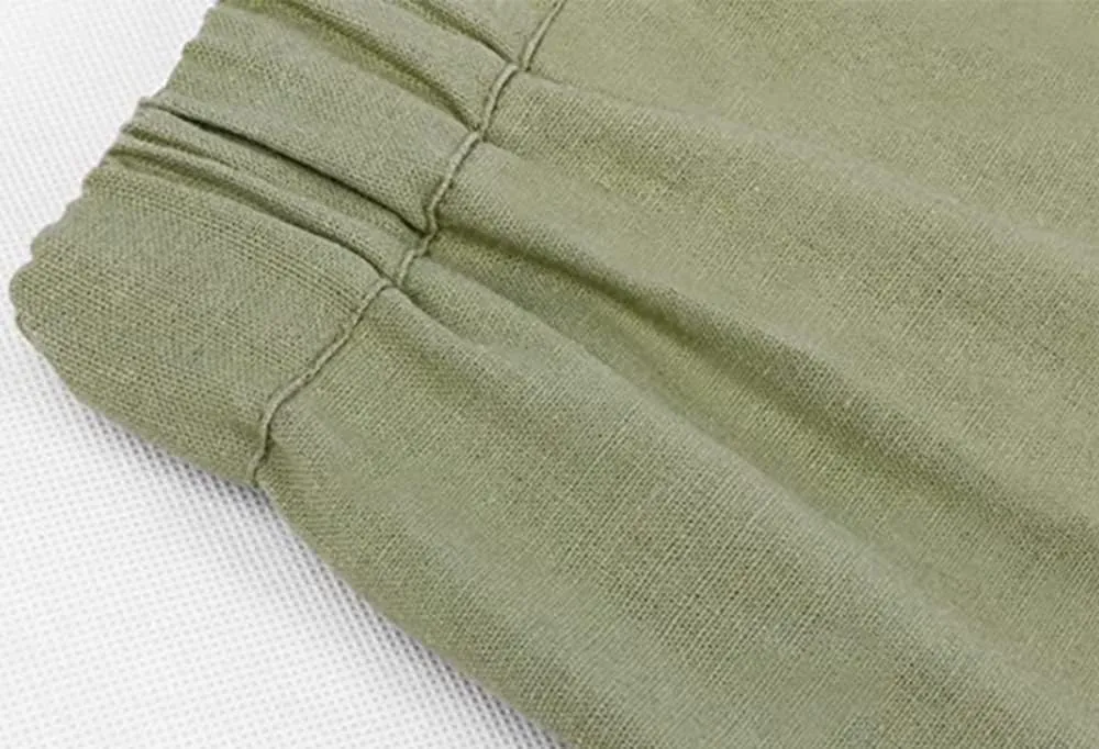 yoeasy Women Cotton Linen Drawstring Wide Leg Pants High Waisted Casual Loose Trousers with Pockets