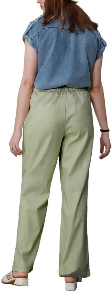 yoeasy Women Cotton Linen Drawstring Wide Leg Pants High Waisted Casual Loose Trousers with Pockets