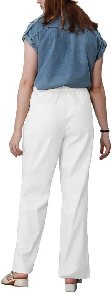 yoeasy Women Cotton Linen Drawstring Wide Leg Pants High Waisted Casual Loose Trousers with Pockets