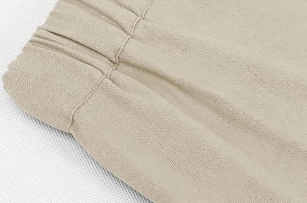 yoeasy Women Cotton Linen Drawstring Wide Leg Pants High Waisted Casual Loose Trousers with Pockets