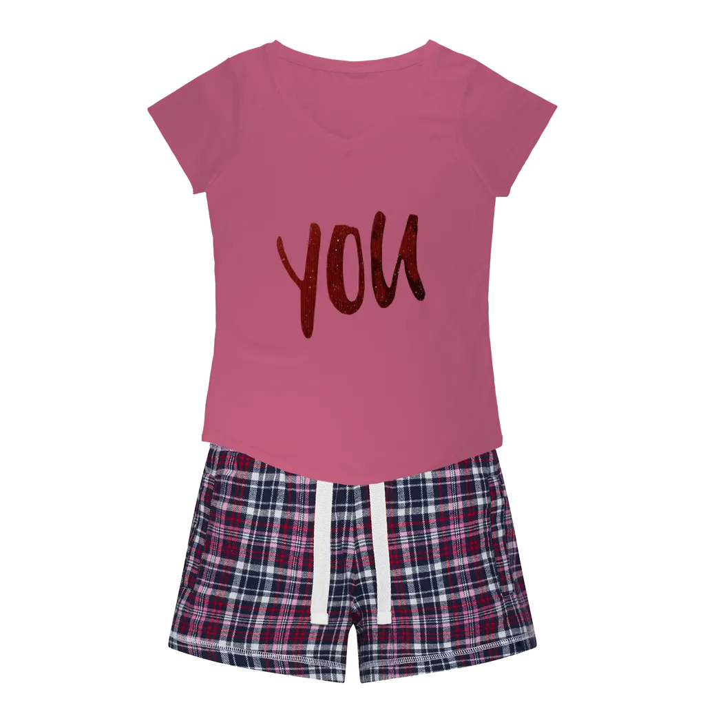 You Women's Sleepy Tee and Flannel Short