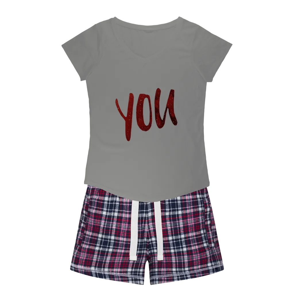 You Women's Sleepy Tee and Flannel Short