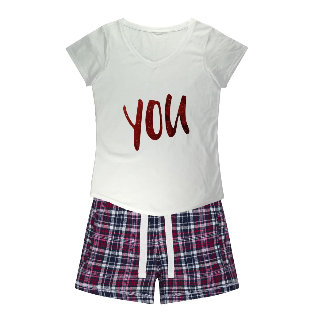 You Women's Sleepy Tee and Flannel Short
