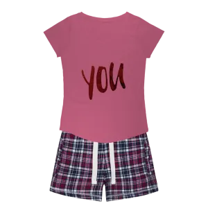 You Women's Sleepy Tee and Flannel Short
